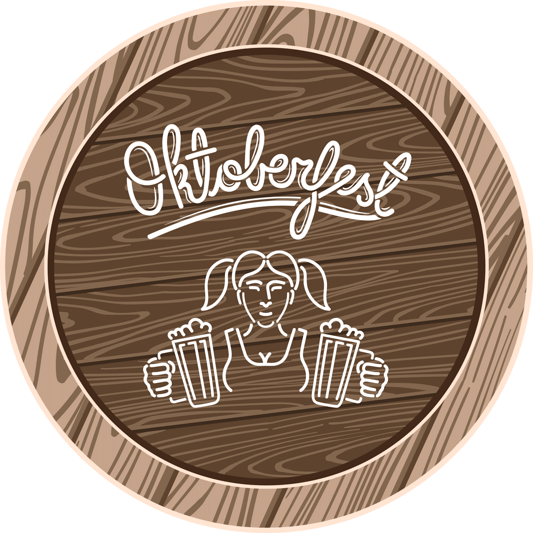 Oktoberfest Wooden Emblem on Transparent Background, Vector Illustration