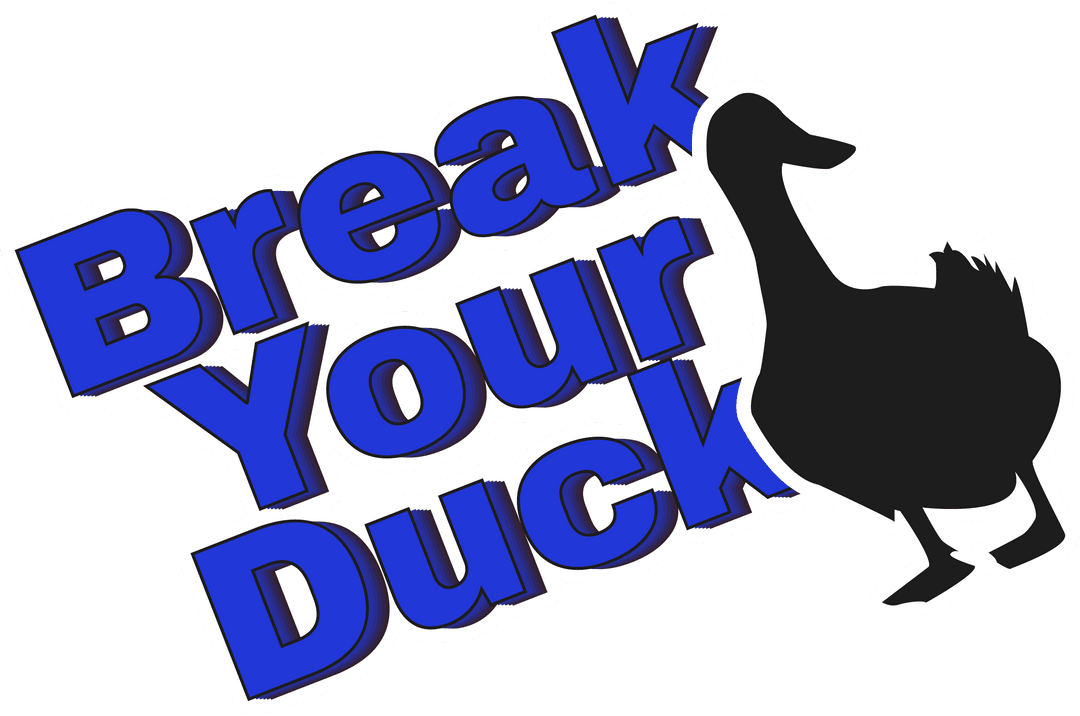 Bold 3D Text with Duck Icon on Transparent Background