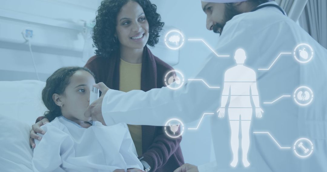 Pediatric Doctor Using Innovative Technology with Young Patient and Parent