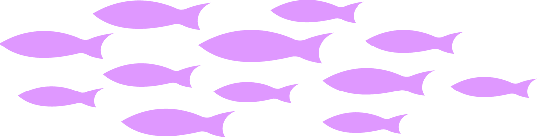 Lavender fish silhouettes on transparent background: minimalist vector art