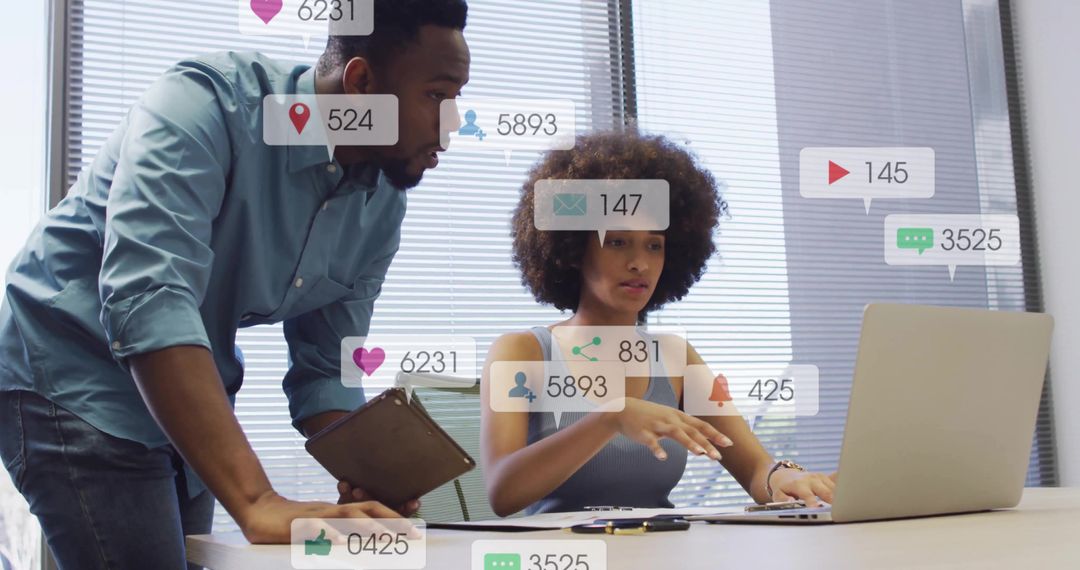 Team Collaboration on Social Media Analytics in Modern Office