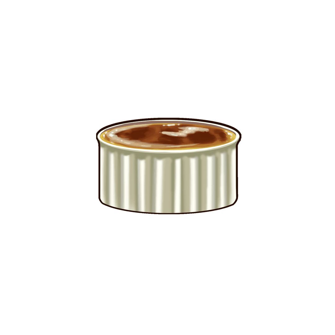 Fluted Ramekin Filled with Caramelized Sugar on Transparent Background