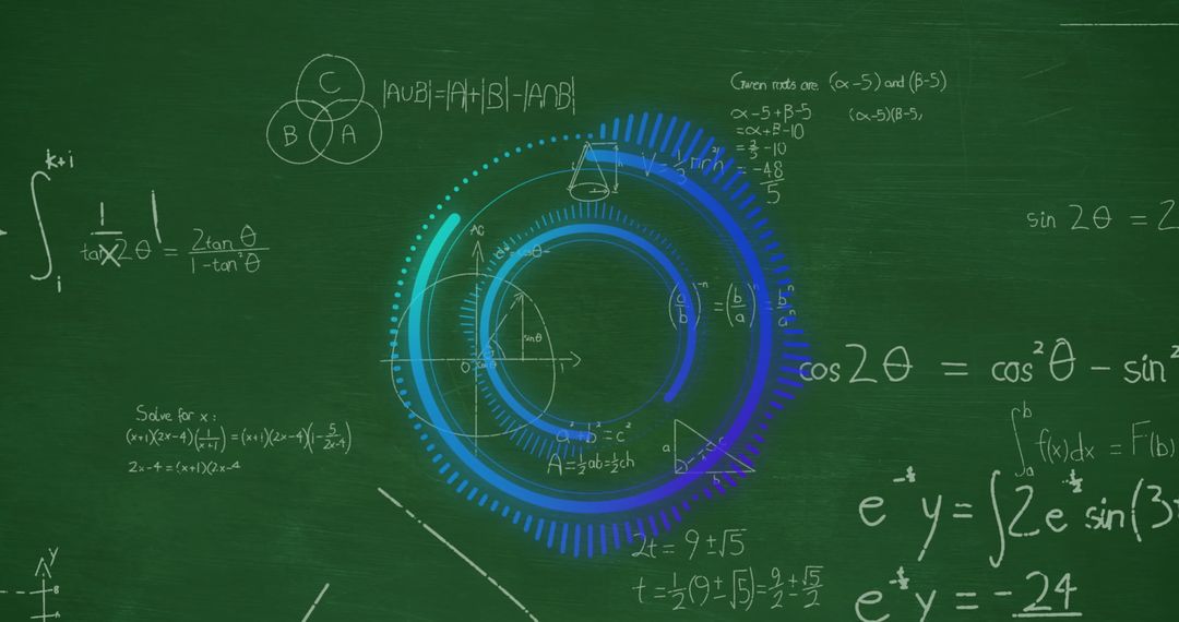 Digital Interface Examines Mathematical Equations on Chalkboard