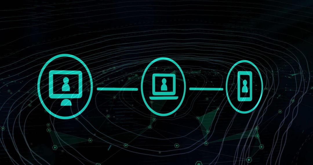 Digital Network Communication Icons Over Electronic Grid