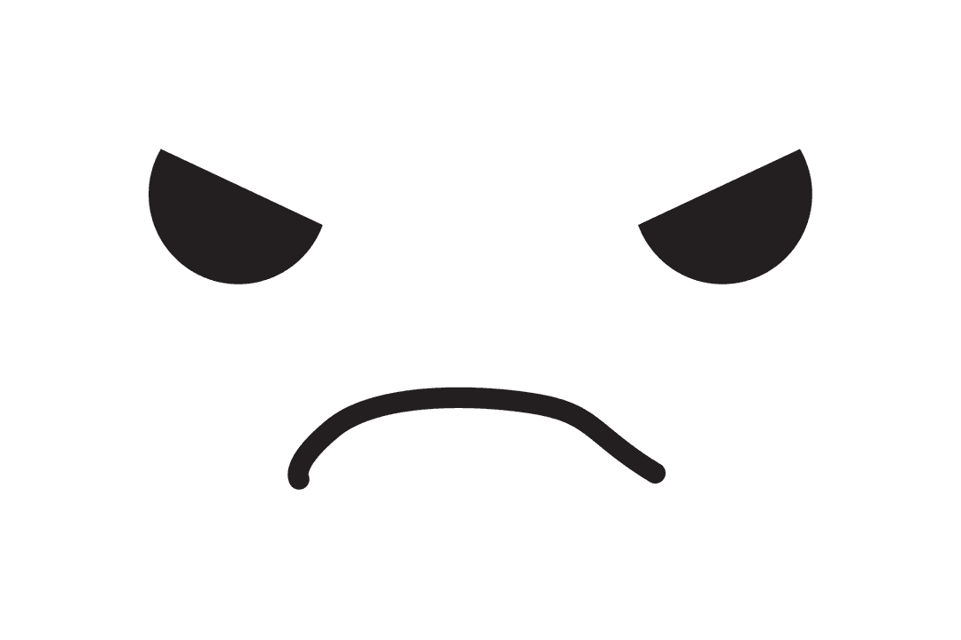 Bold Angry Face Emoji on Transparent Background for Mood Symbols