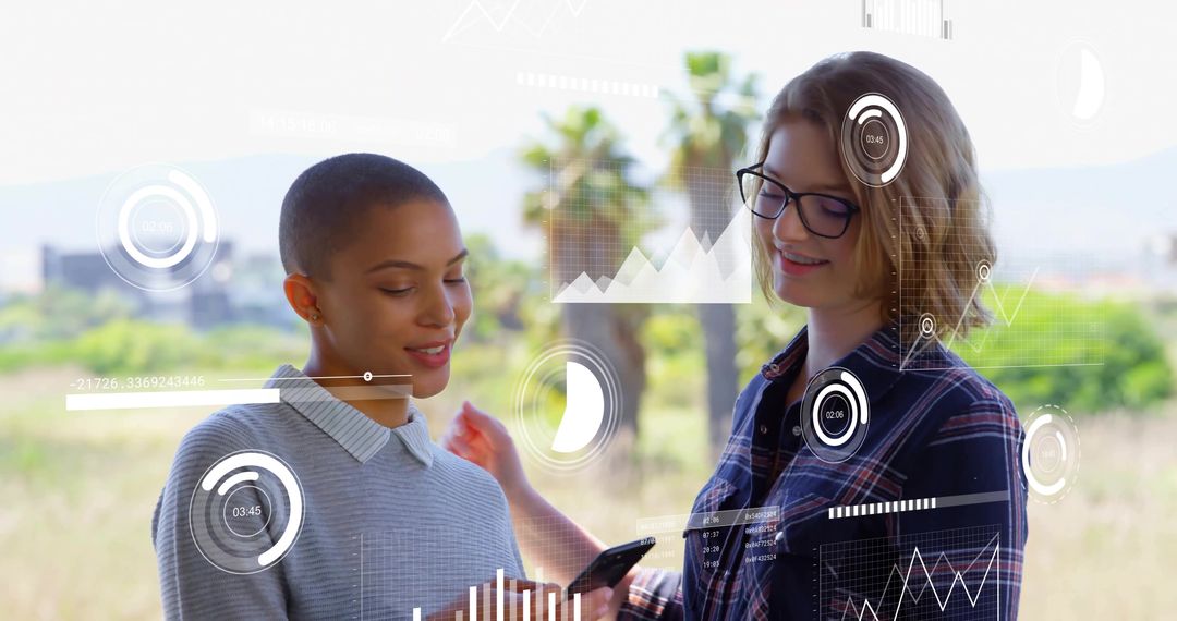 Colleagues Analyzing Data on Smartphone with Mixed Reality Overlays