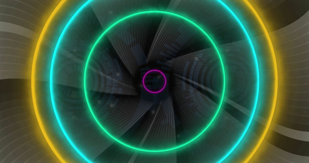 Abstract Neon Circles on Futuristic Geometric Background