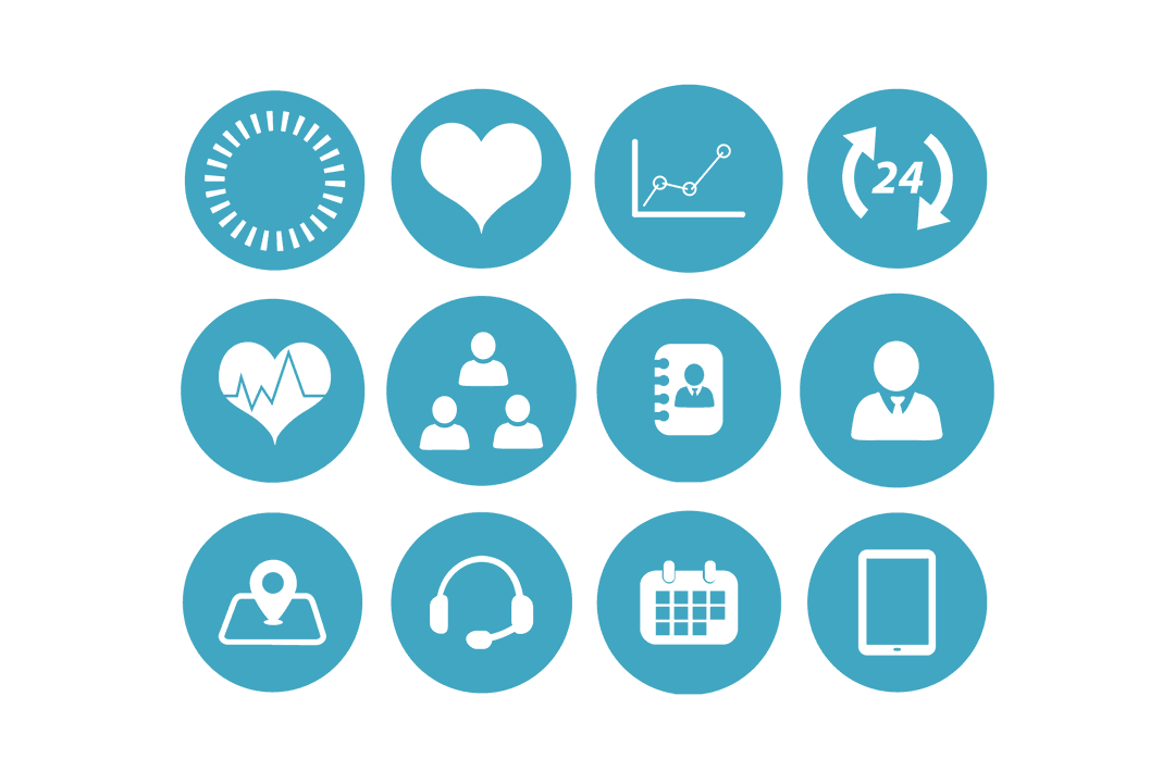 Business and Communication Blue Icons on Transparent Background