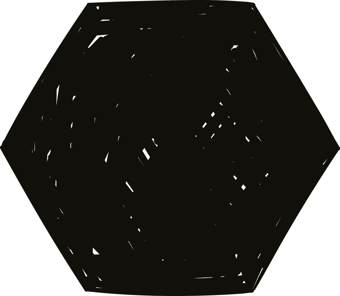 Abstract Digital Black Hexagon on Transparent Background