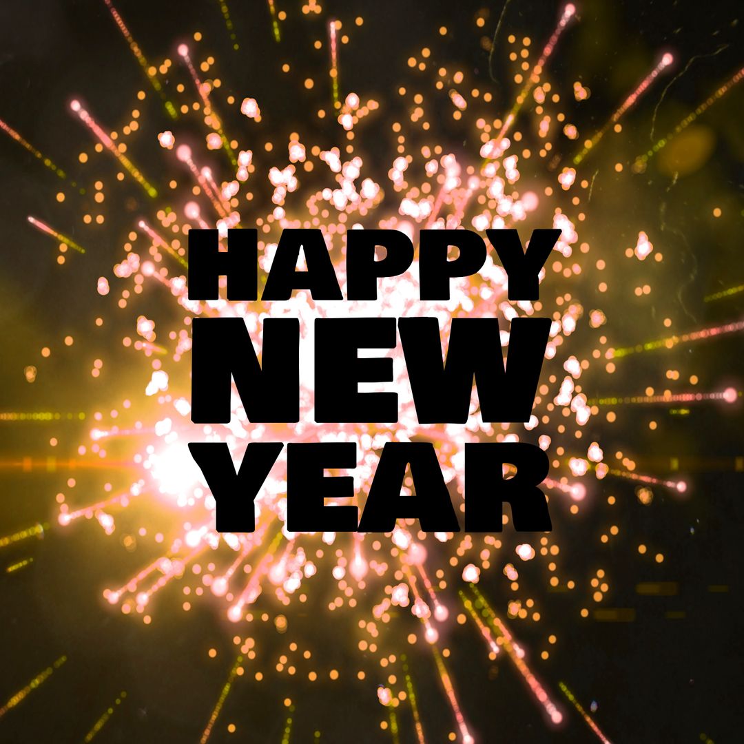 New Year Celebration Fireworks with Festive Holiday Text