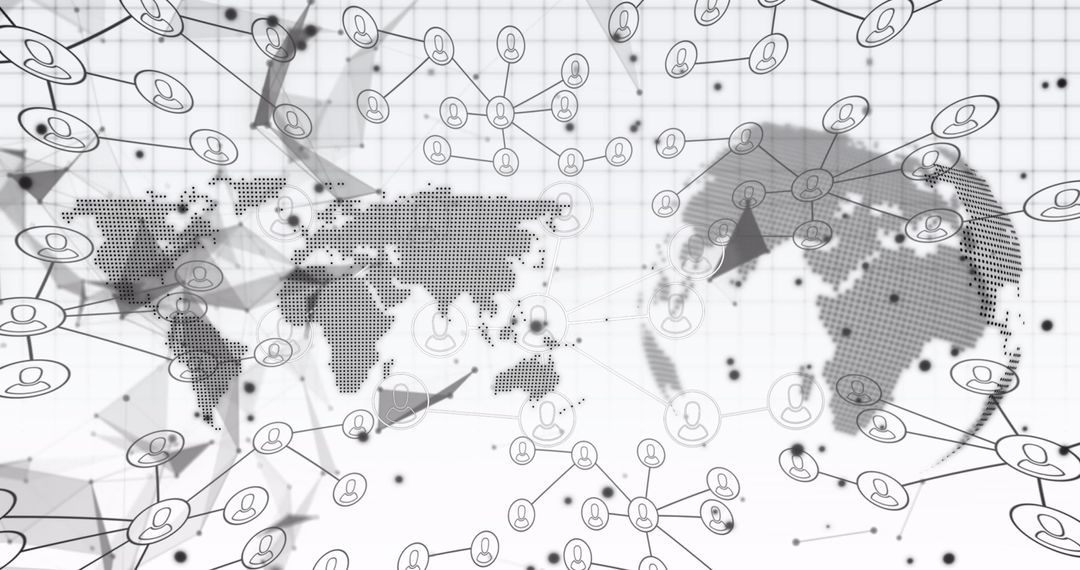 Global Networking Connections with World Map Overlay