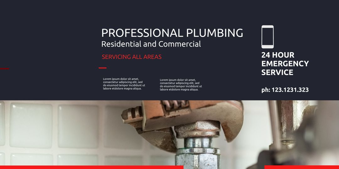 Professional Plumbing Services Ad – Residential and Commercial, 24/7 Emergency - Download Free Stock Templates Pikwizard.com