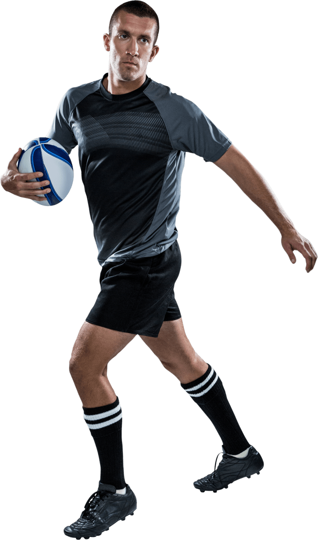 Athletic Sportsman in Action with Rugged Style Transparent Running Motion