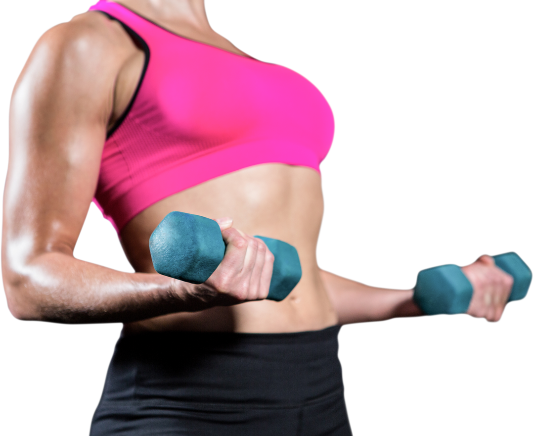 Woman in Athletic Attire Lifting Dumbbells Upper Body Strength Transparent - Download Free Stock Images Pikwizard.com