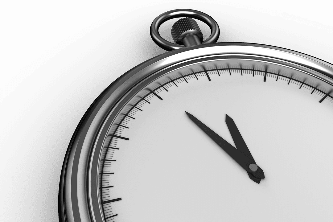 Sharp Clock Face Illustration on Transparent Background