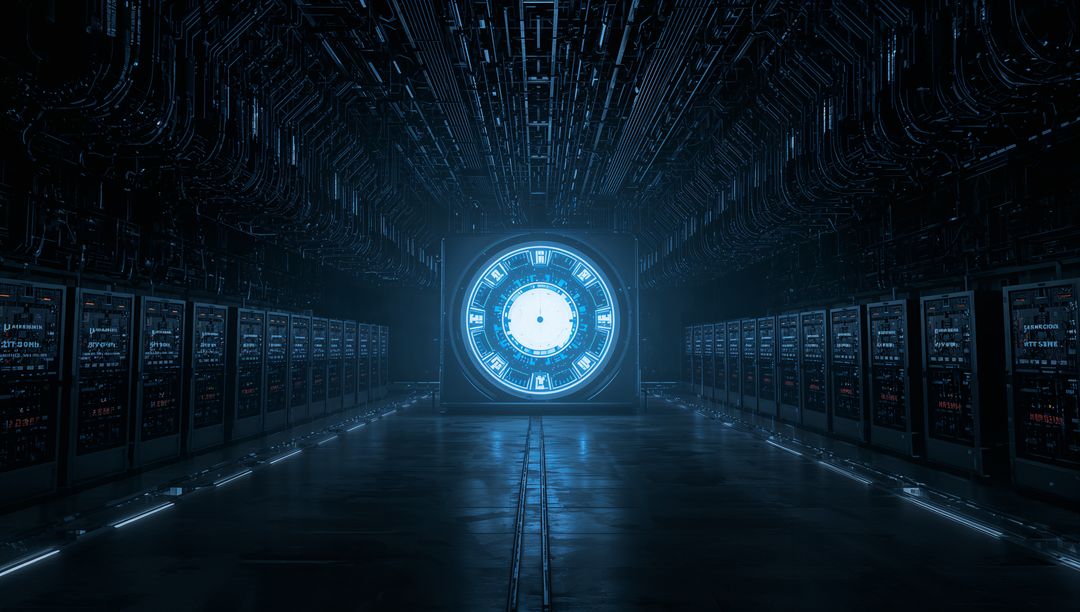 Futuristic Energy Portal in High-Tech Data Center