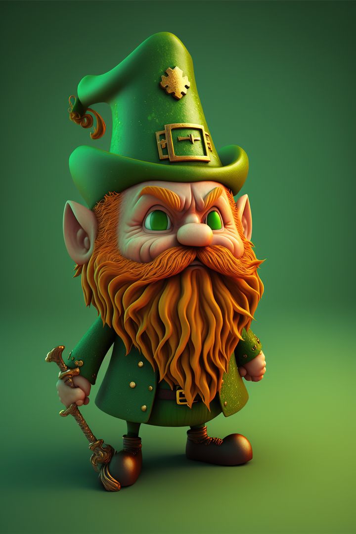 Leprechaun with ginger beard and green hat, created using generative ai technology - Free Images, Stock Photos and Pictures on Pikwizard.com