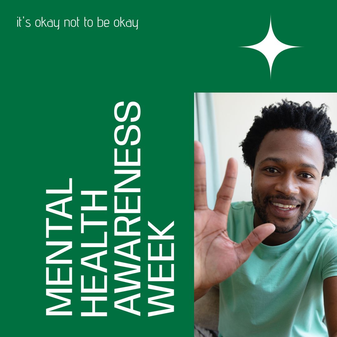 Mental Health Awareness Concept with Young Man Waving