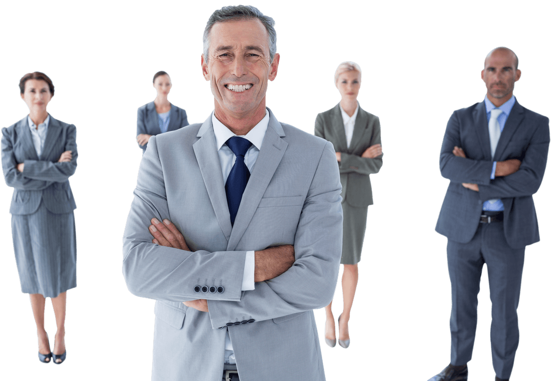 Transparent Confident Business Team with Leader Focus