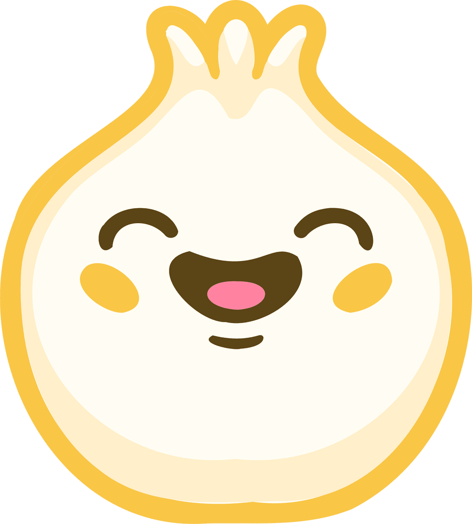 Smiling Steamed Bun Character With Transparent Background