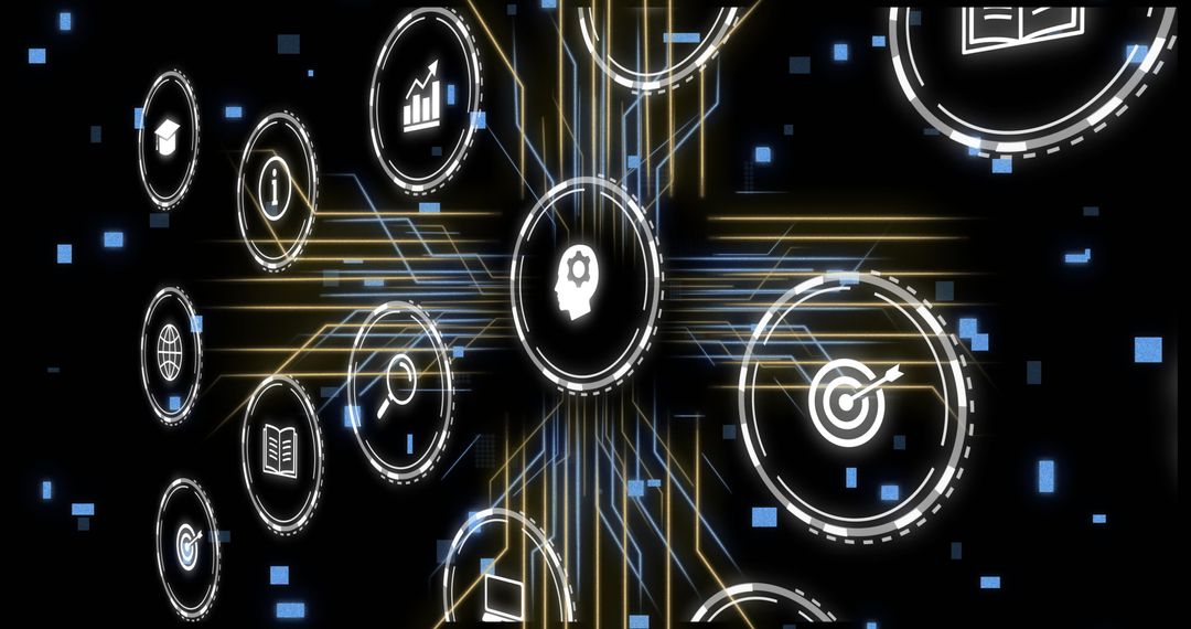 Futuristic Network with Data and Technology Symbols