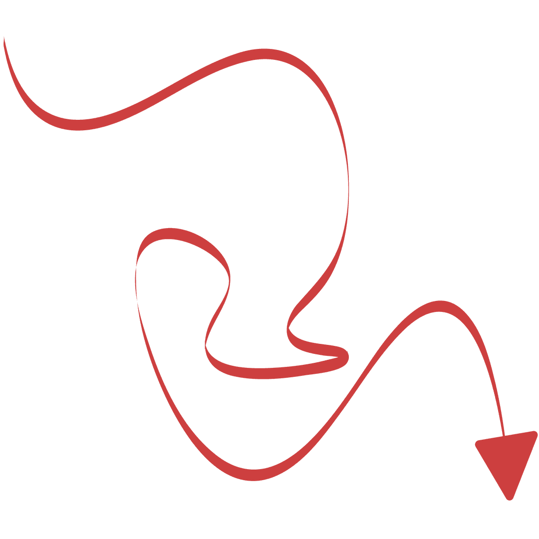 Curved Red Arrow Vector on Transparent Background