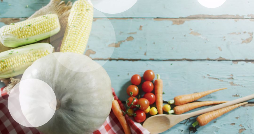 Autumn Vegetables on Rustic Wooden Table