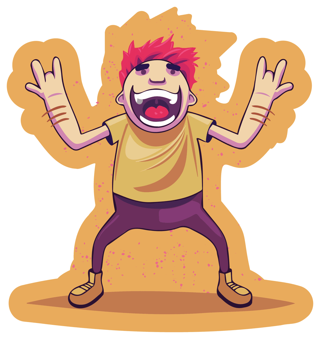 Cheerful Cartoon Character Celebrating on Transparent Background