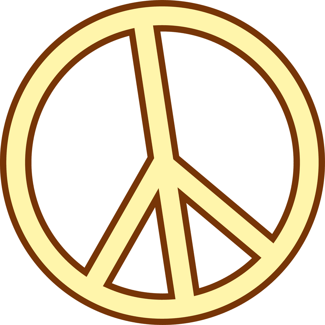 Transparent Peace Symbol with Cream Fill and Brown Outline