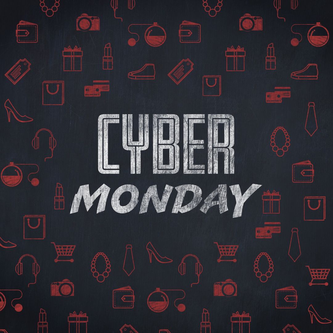 Cyber Monday Digital Sale Promotion with Shopping Icons