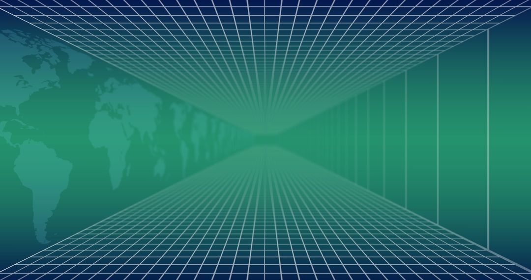 Abstract Global Grid with Faded World Map