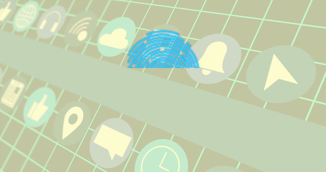 Digital Icons Over Abstract Interface Background