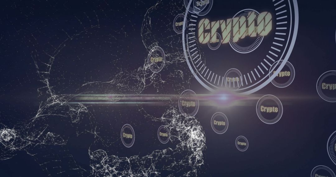 Futuristic Cyberspace with Floating Crypto Tokens