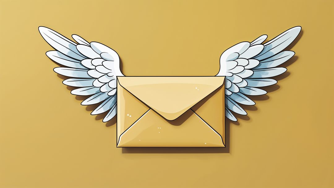 Flying Envelope with Wings Illustrating Communication Concept