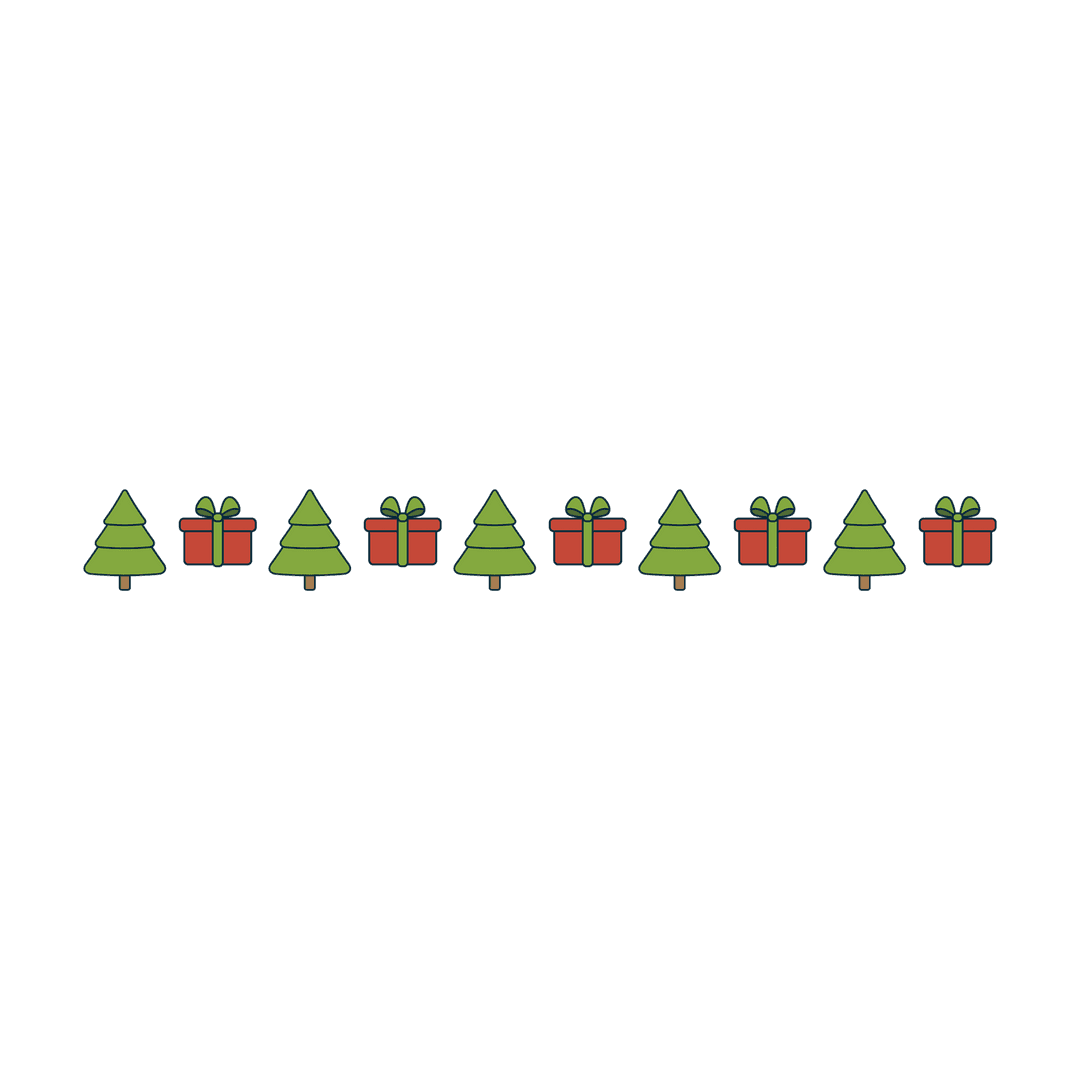 Christmas Trees and Gifts Pattern on Transparent Background