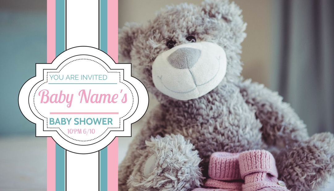 Charming Baby Shower Invitation with Teddy Bear and Pastel Colors