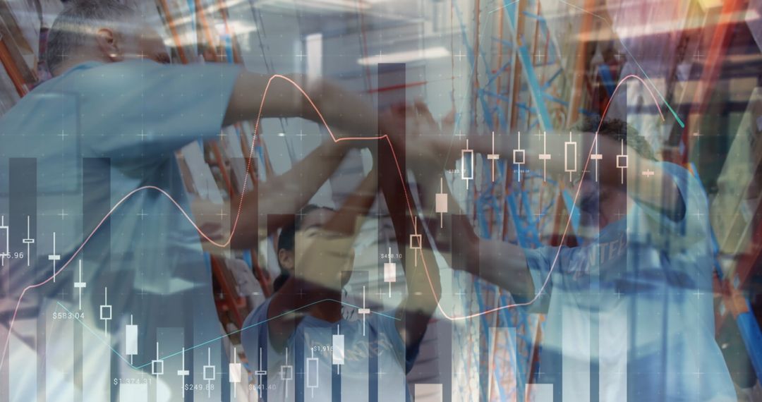 Volunteers Symbolize Unity Amid Financial Stock Data Overlay