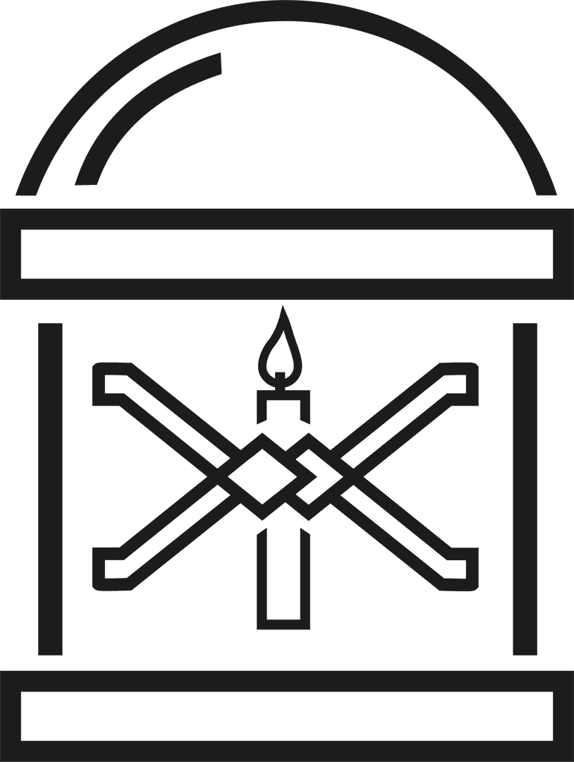 Abstract Black Shapes with Candle on Transparent Background