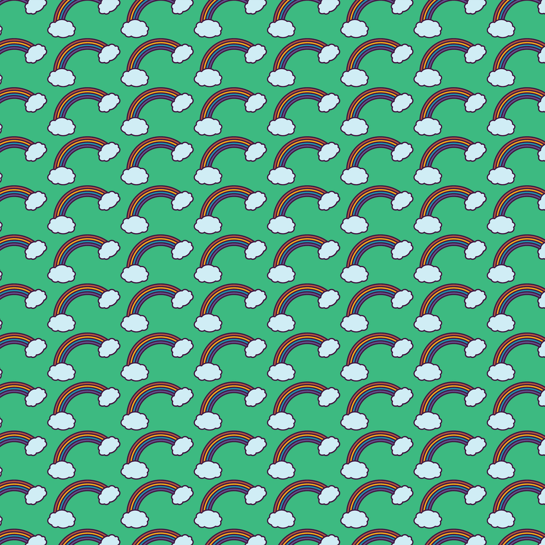 Colorful Rainbow and Cloud Pattern Transparent Background
