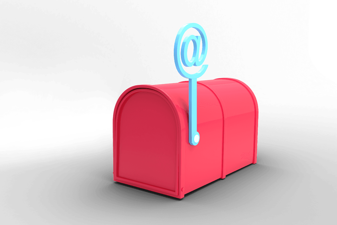 Transparent Pink Mailbox with Blue At Symbol Illustration