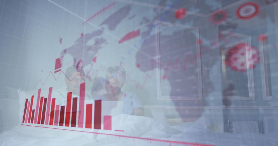 Senior Couple Analyzing Global COVID-19 Pandemic Statistics
