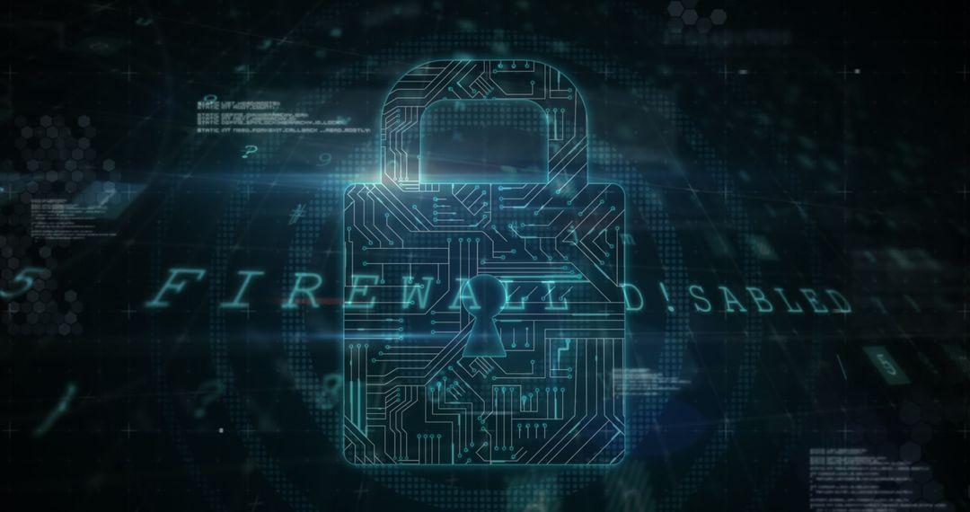 Digital Circuit Padlock Representing Online Security