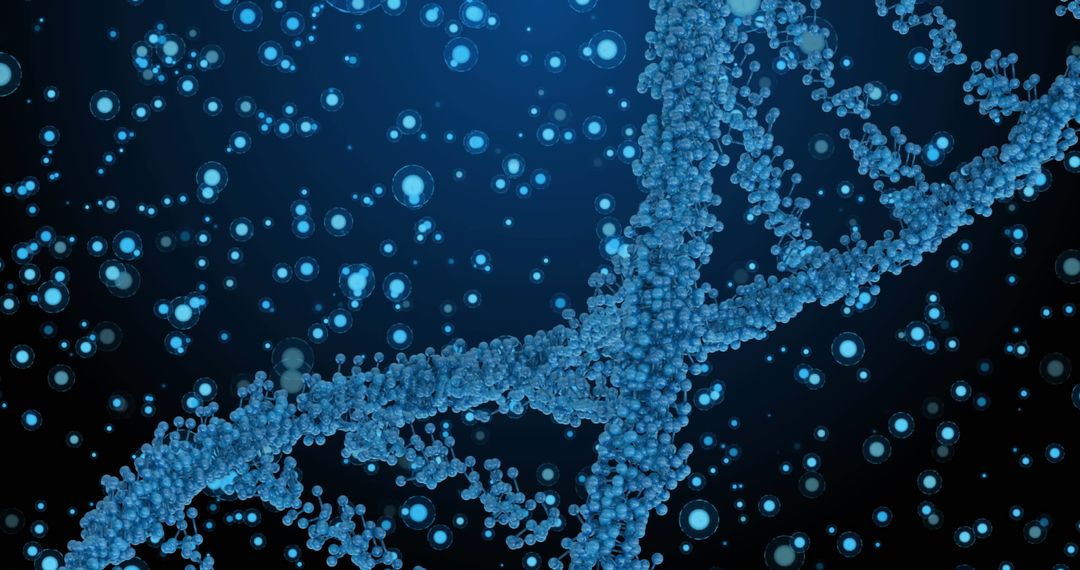 Blue Biological DNA Helix on Abstract Background