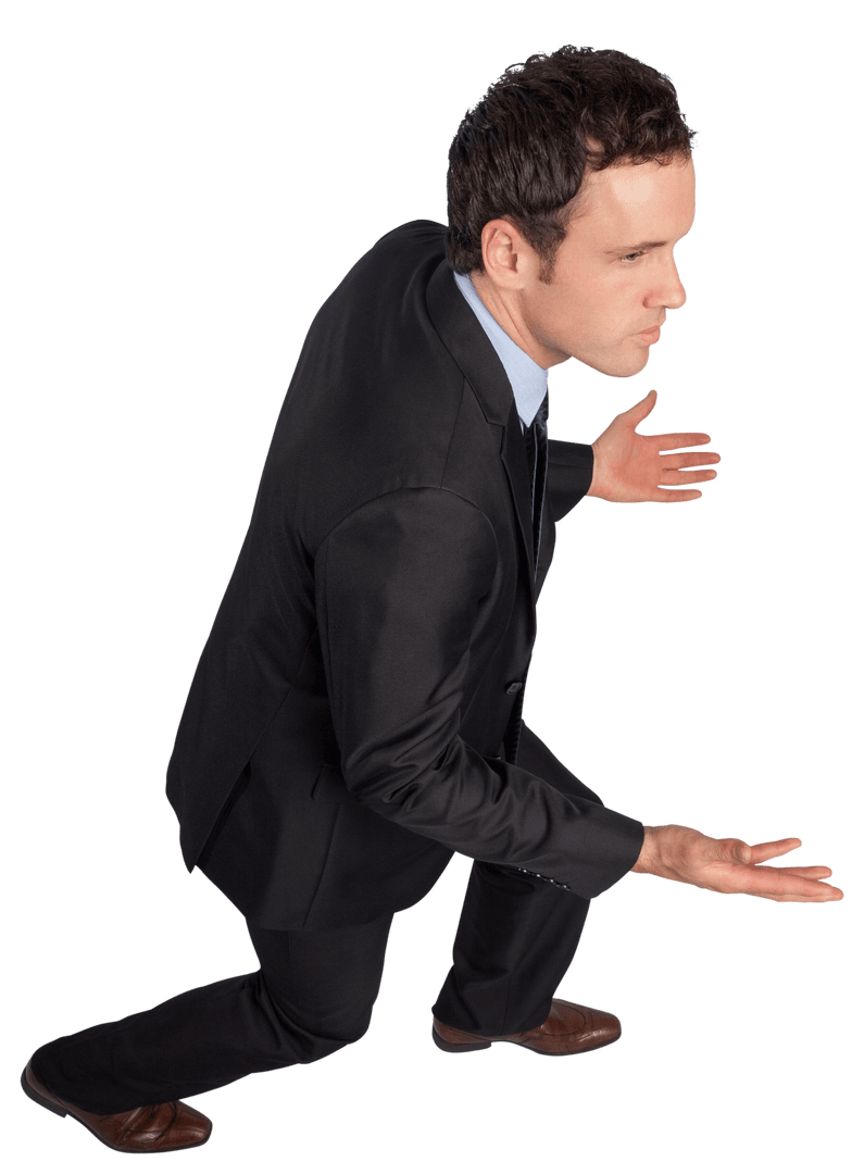 Businessman Posing with Open Arms on Transparent Background