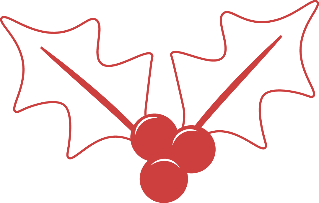Red Holly Decorative Element on Transparent Background
