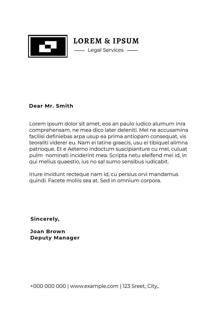 Minimalist Legal Services Letterhead with Professional Branding