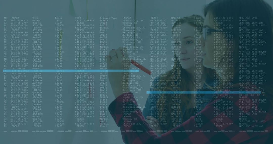 Women Collaborating in Modern Technology Meeting with Data Overlays