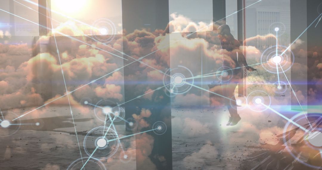 Data Network Visualization Over Cloud with Athlete Jumping Rope