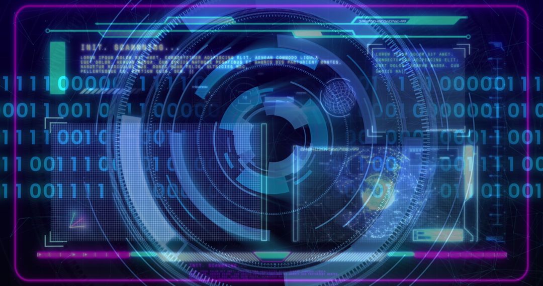 High-Tech Digital Holographic Interface with Neon Highlights