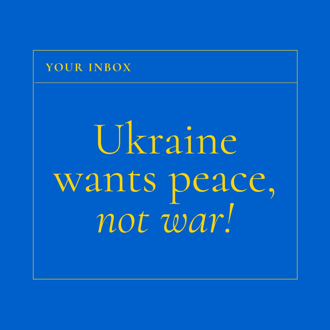Ukraine Peace Message on Minimalistic Blue Graphic